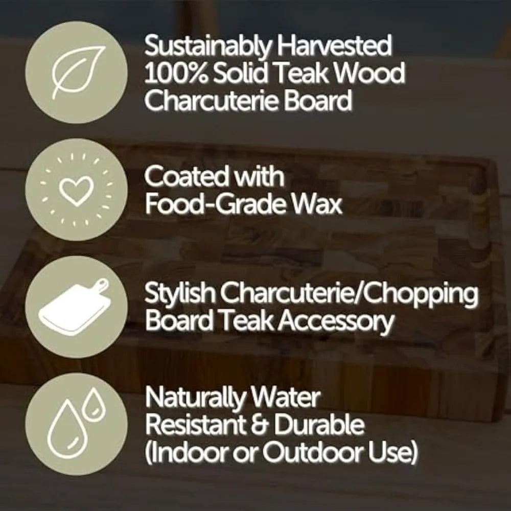 Teak Wood Cutting Board - Butcher Block with Deep Juice Groove