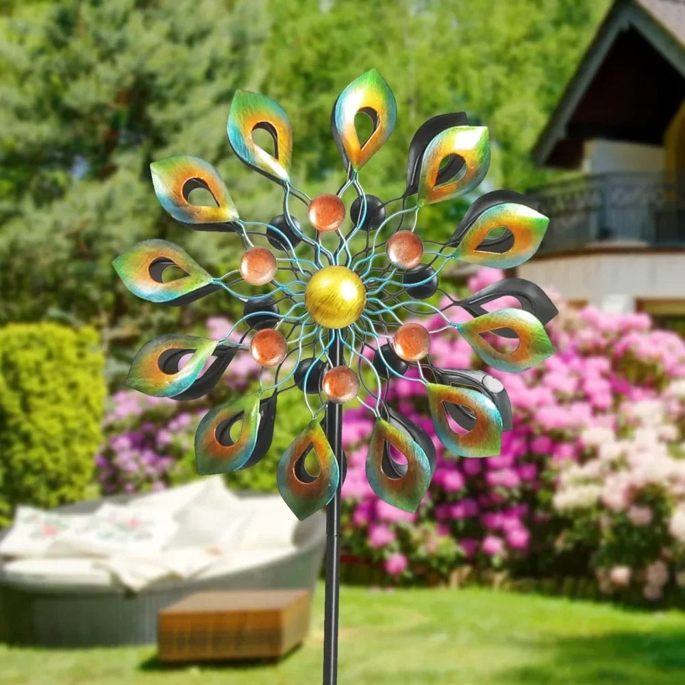 78 Inch Big Kinetic Wind Spinners with Garden Stake, Metal