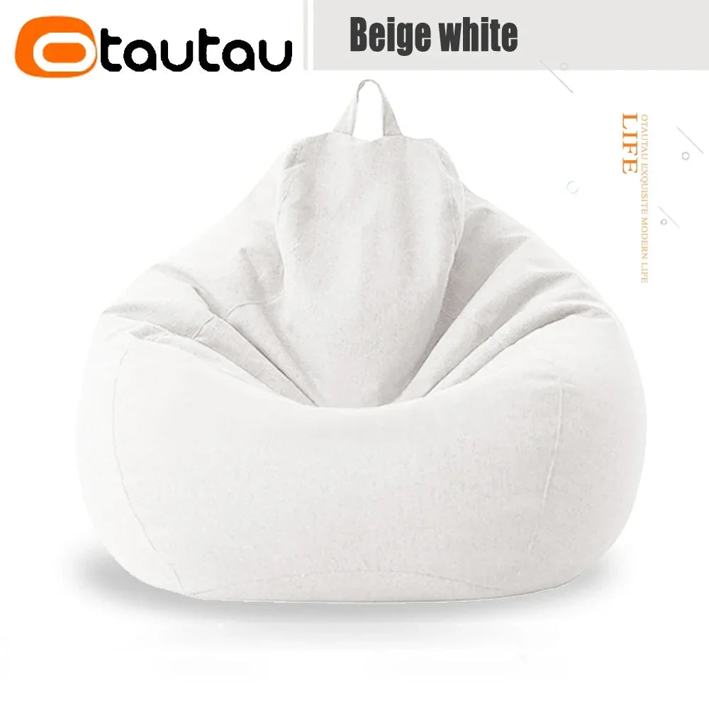 Filled 70cm Bean Bag Sofa with Filler Big Cotton Linen