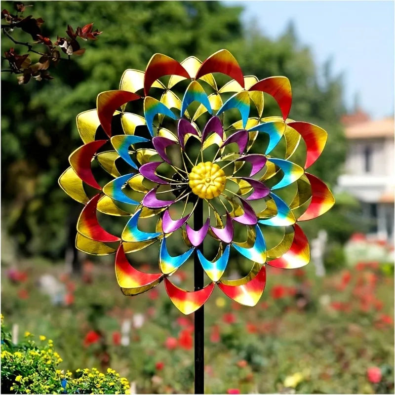 1pcs Rainbow Metal Windmill Cast Iron Wind Spinner