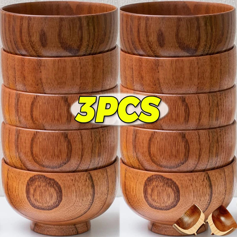 Multisize Solid Wood Salad Bowls