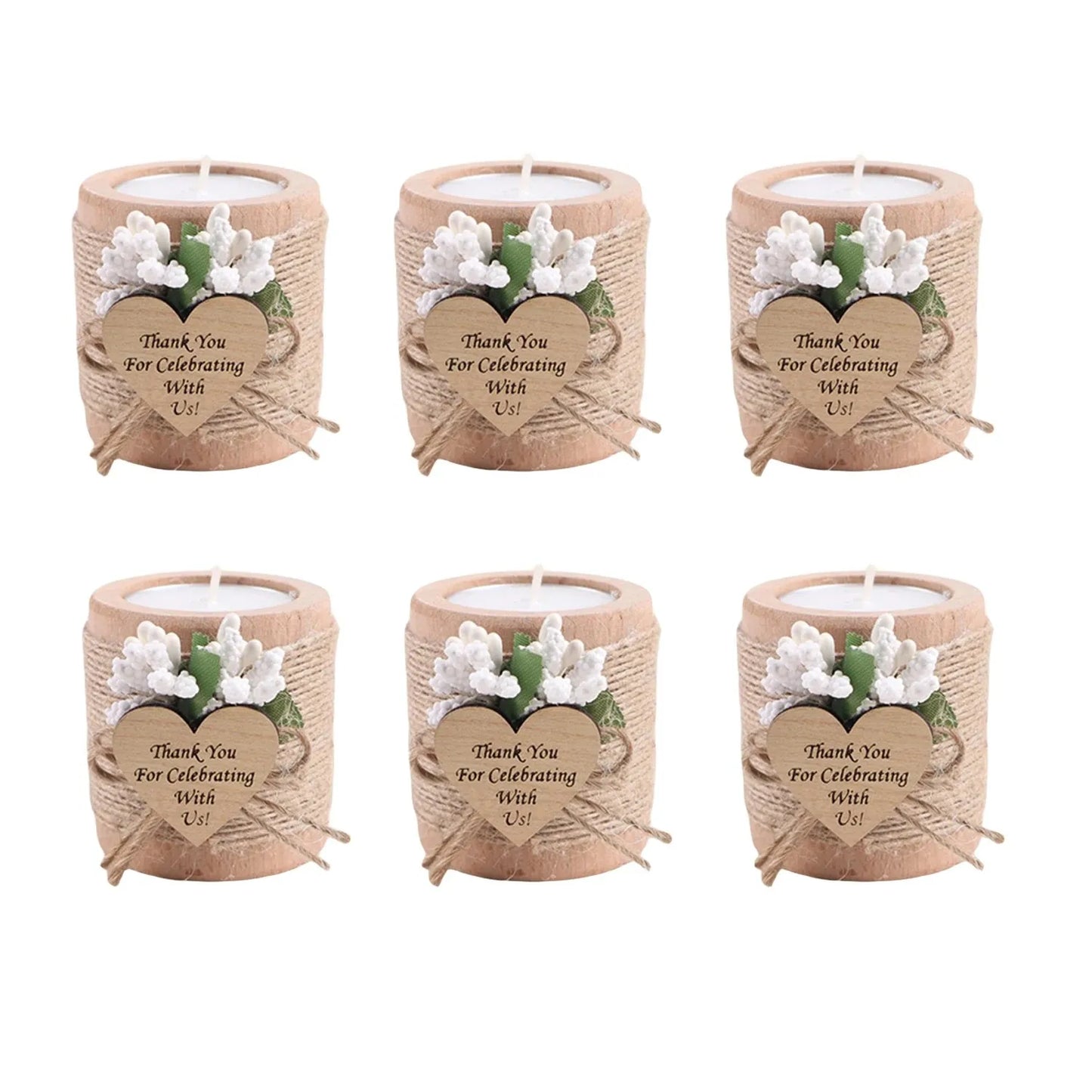 6/12/24PCS Guest Gift Candle Wooden Tealight Candle Holders