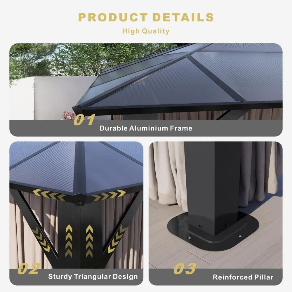 10’x12’ Hardtop Gazebo, Double Roof Patio  Aluminum Frame