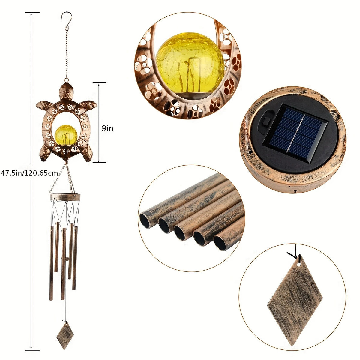 Solar Wind Chime Lamps, Turtles, Solar Lamps