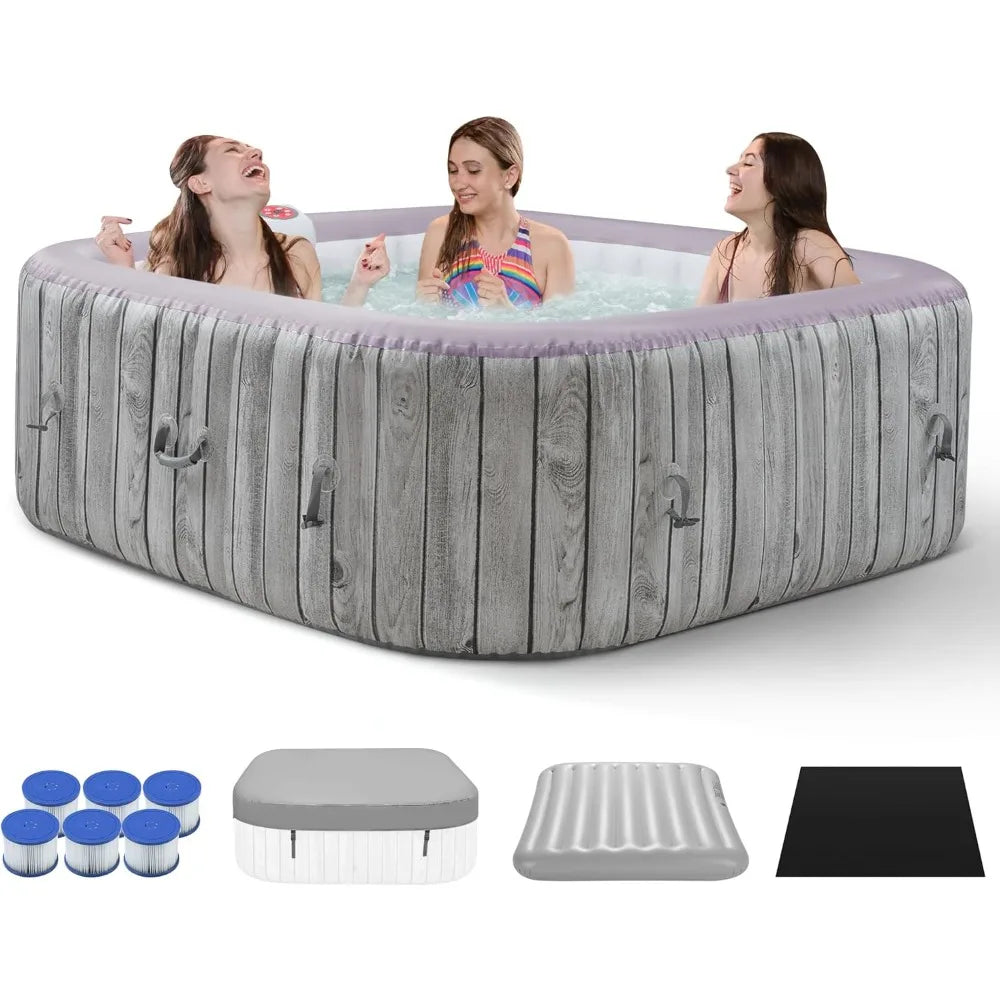 Inflatable Square Portable Hot Tub, 4-6 Person
