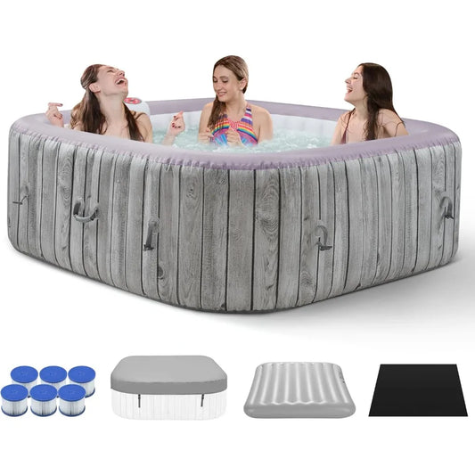 Inflatable Square Portable Hot Tub, 4-6 Person