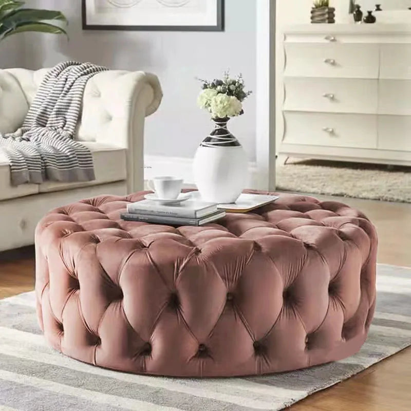 Velvet Round Ottoman Luxury Sofa Pouf