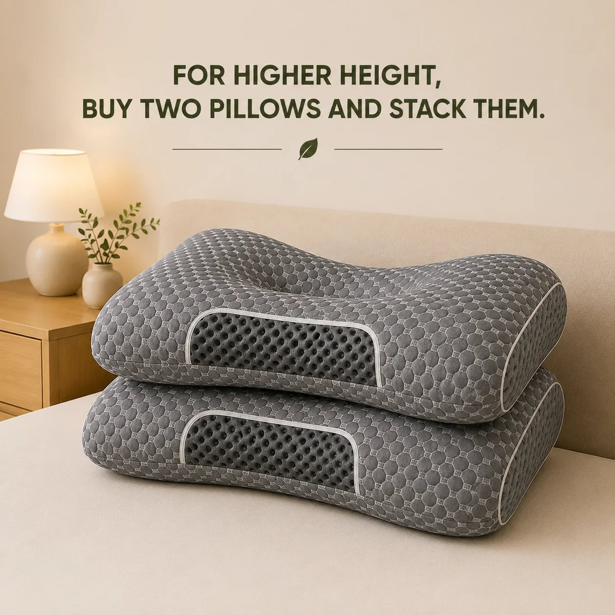 Ultra-Soft Ergonomic Neck Support Pillow, for Side, Back & Stomach Sleepers