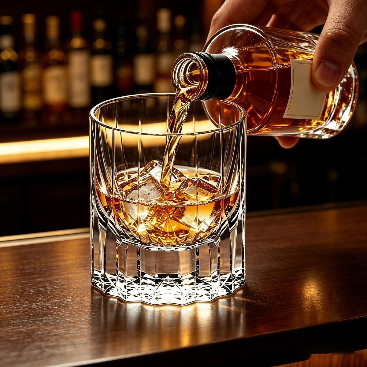 Vintage Transparent Crystal Whiskey Tumbler, Thick Bottom