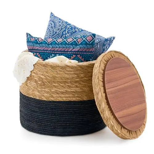 18'' Ottoman Pouf, Natural Braided Poof,