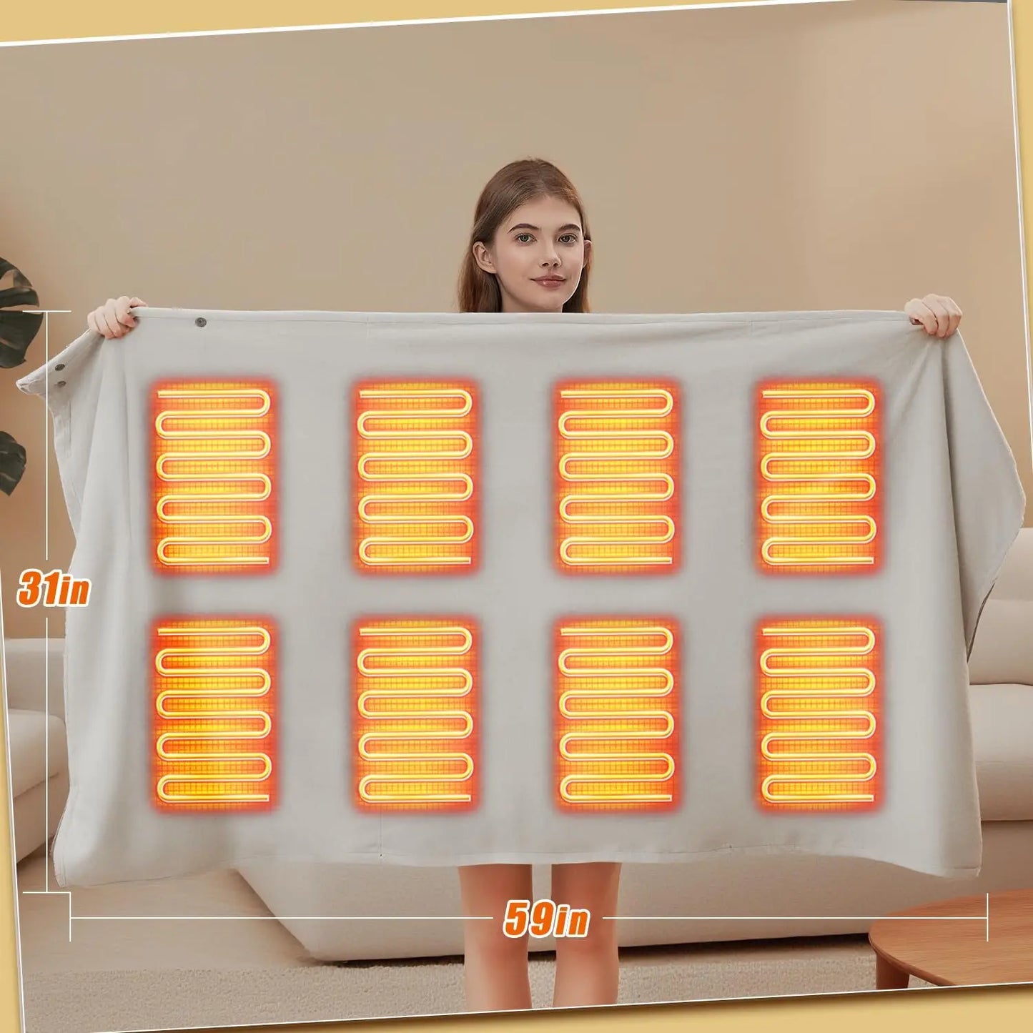 Portable Heated Blanket with 20000mAh Battery