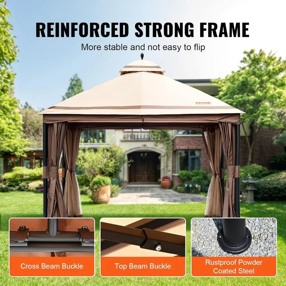 Patio Gazebo or 10-12 Person, 10 x 13 T with Mosquito Netting