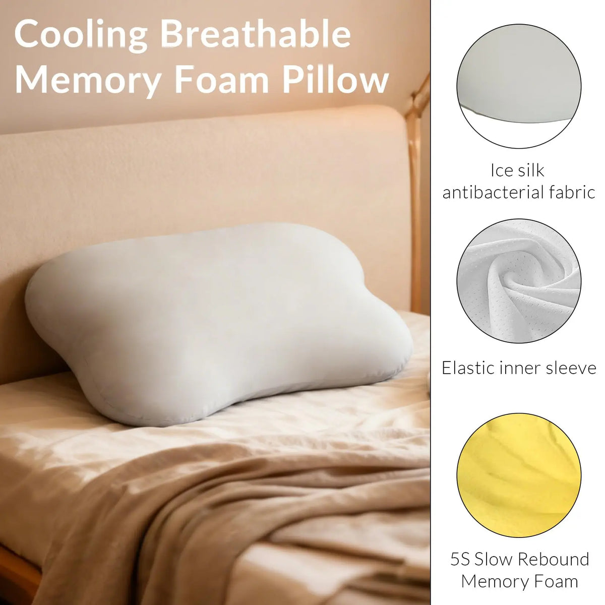 Cervical Neck Pillow for Neck and Shoulder Pain Relief, Cooling