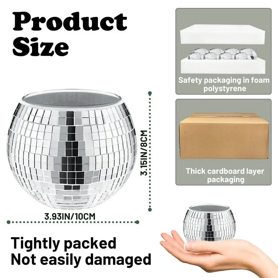 PCS Silver Disco Ball Vase,Glass  Planter Candle Holder Vase