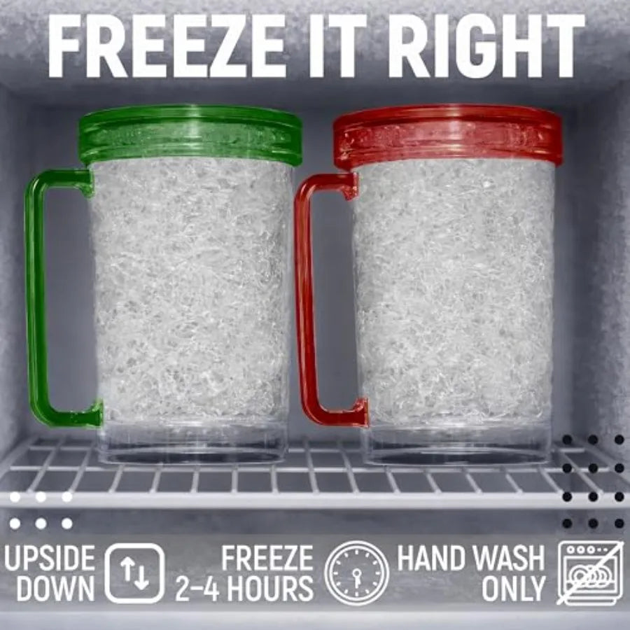 Beer Mugs for Freezer Set of 4 , 16oz Double Walled Glasses,