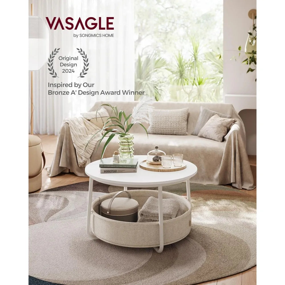 Coffee Table with Storage, Round Center Table