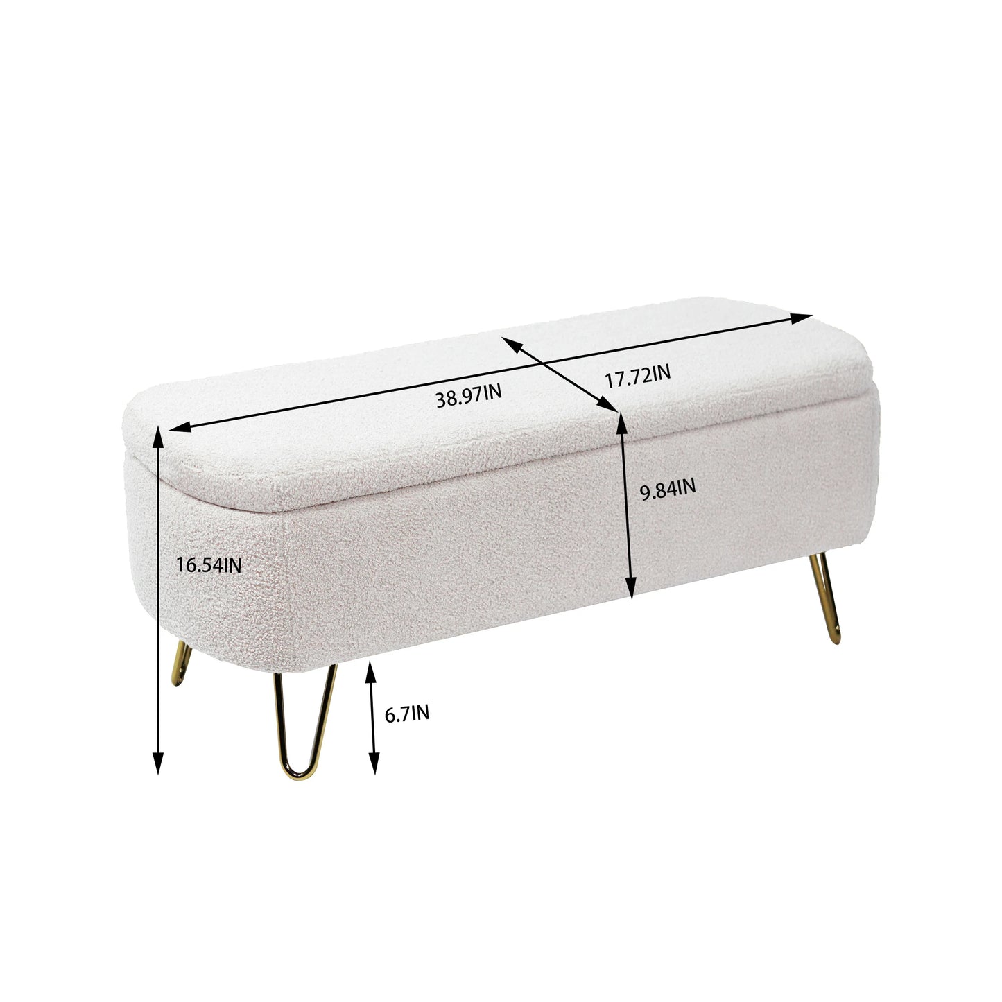 Storage Ottoman Bench Faux Fur 5Colors