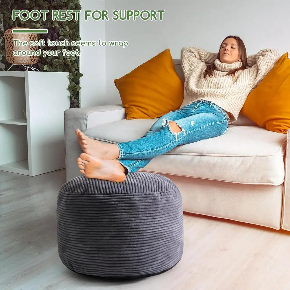 Round Storage Ottoman with Plush Filling, 20 X 15
