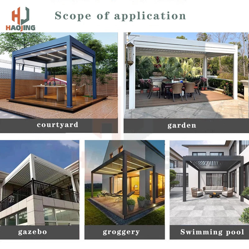Outdoor Garden Gazebo 4x3 4x4 6x3 Metal Pergola Electric flip folding