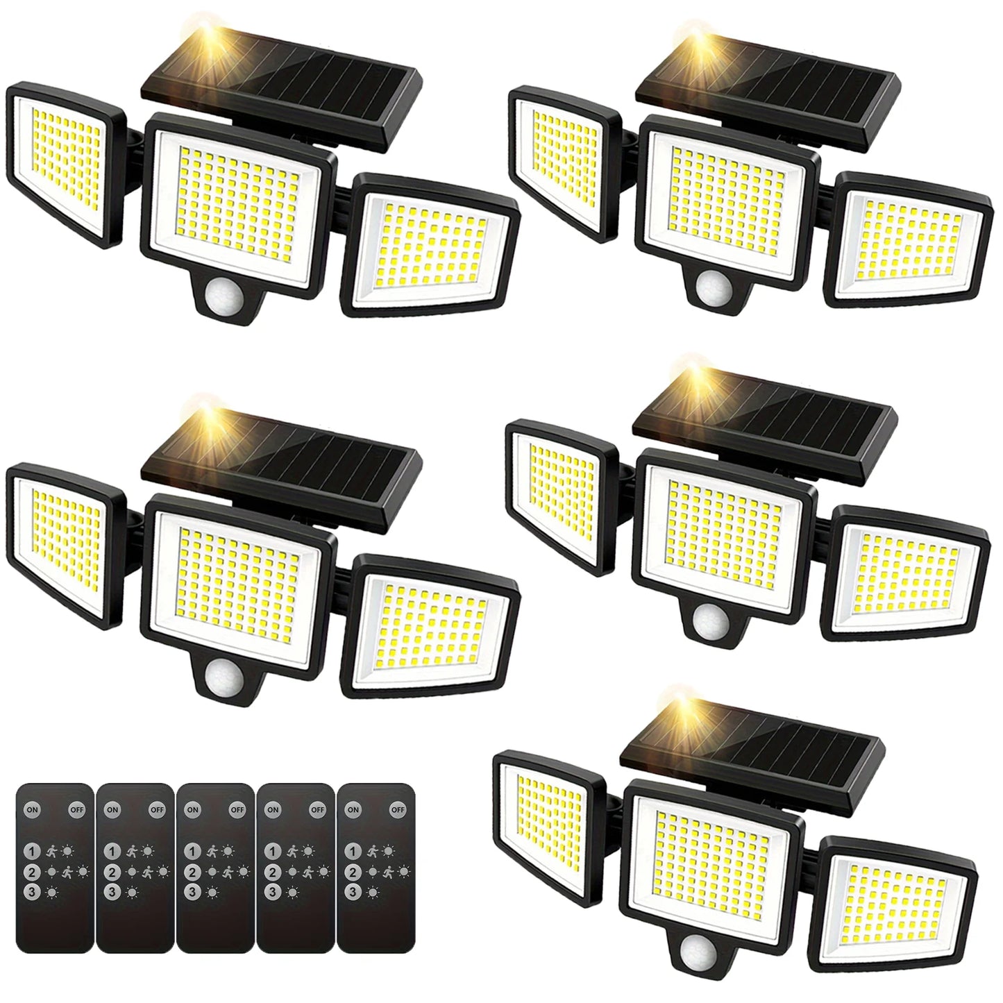 (1/2/3 Pack) 3-Head Solar Outdoor Light, Wireless Remote Control