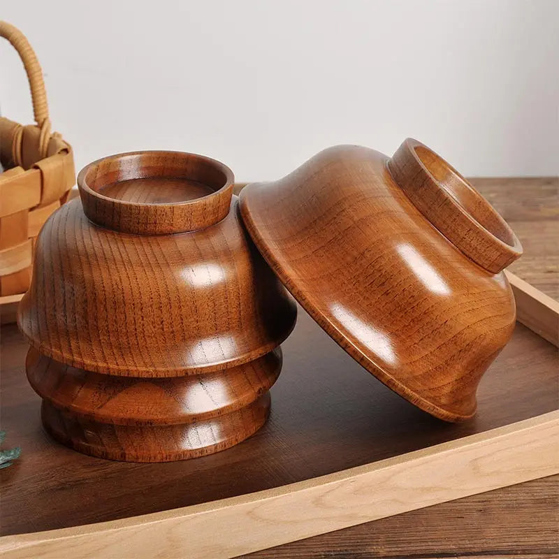 Natural Wood Bowl Sauce Salads Salad Ramen Bowl