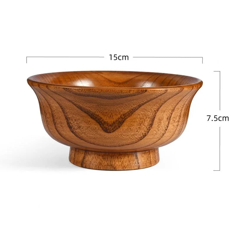 Natural Wood Bowl Sauce Salads Salad Ramen Bowl