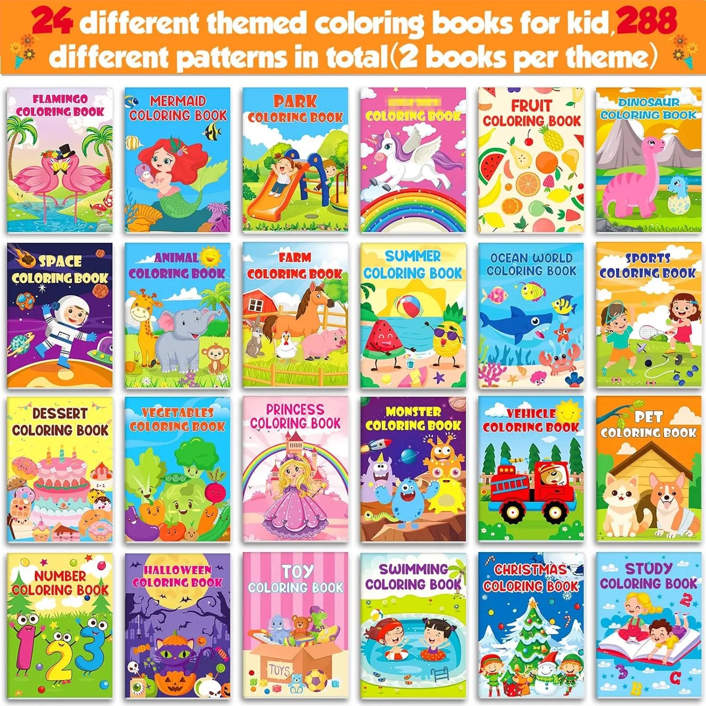 24 Pack Coloring Books for Kids Ages 4-8