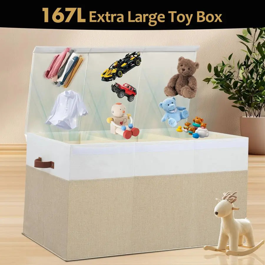 Large Toy Storage Box with Lid, SturdyChest Bin Organizer