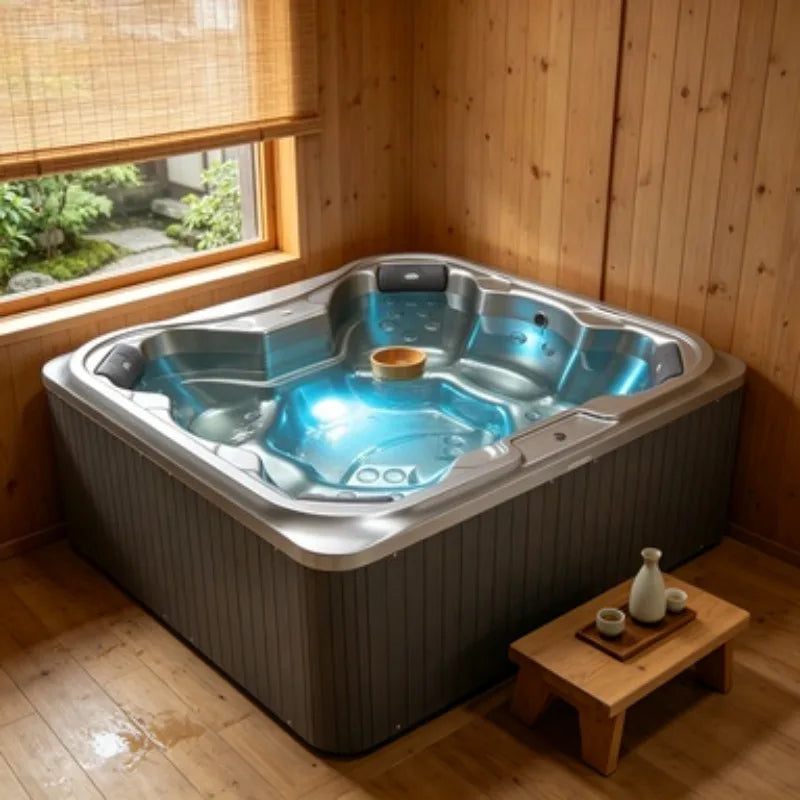 7 Person Hot Tub 105 Jets Waterfall 38 LED Lights