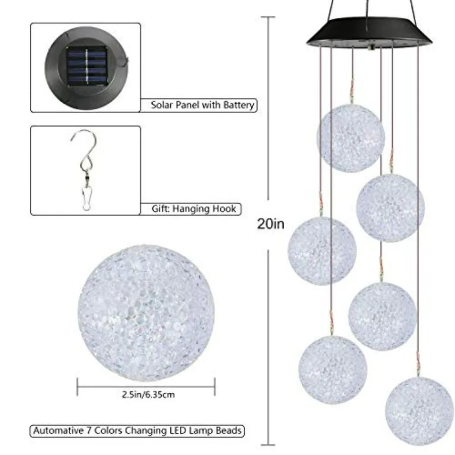 Solar Wind Chime, Color Changing Ball Wind Chimes, LED Mobile