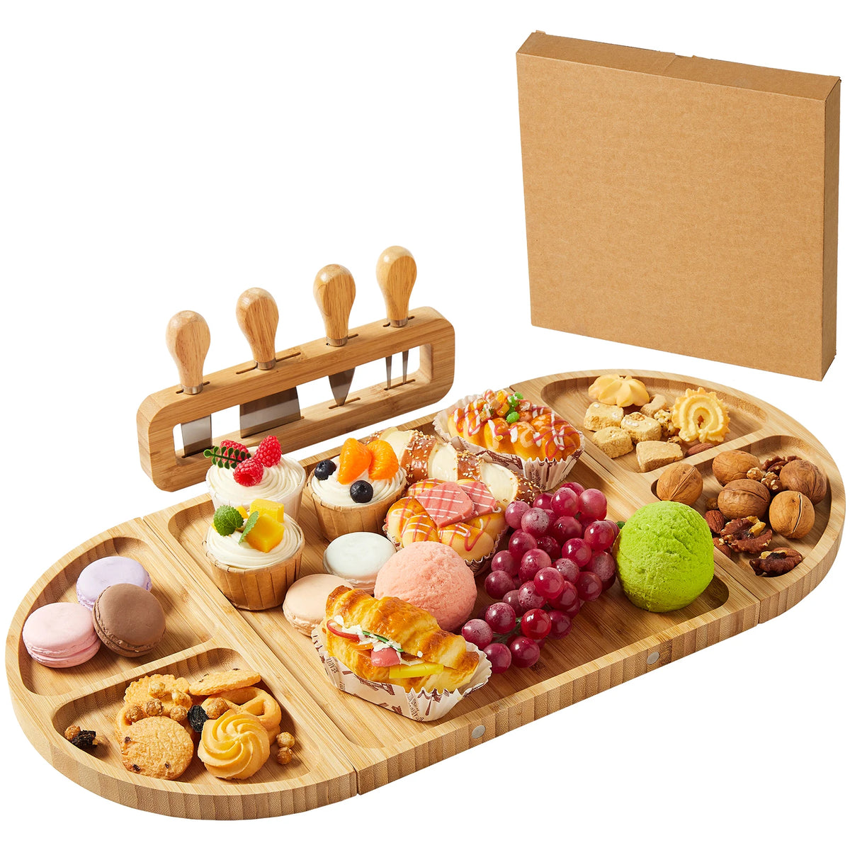 Bamboo Charcuterie Board Set, Magnetic, Knives