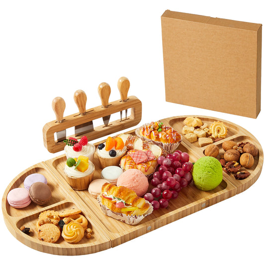 Bamboo Charcuterie Board Set, Magnetic, Knives