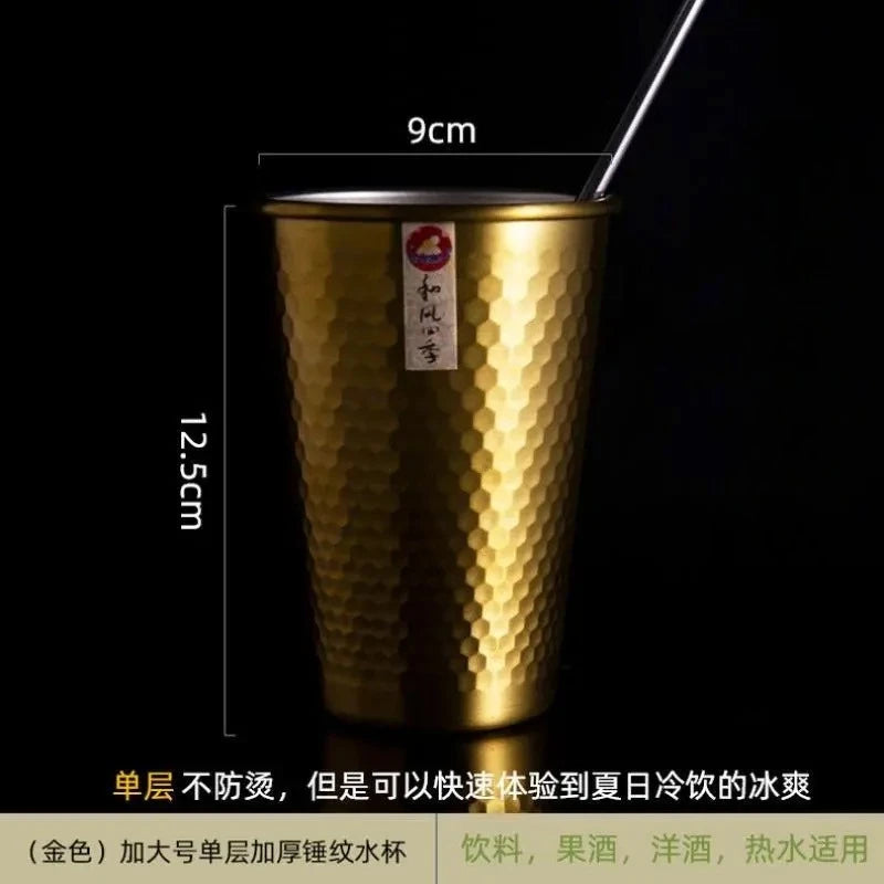 170ML/550ML Double-Wall 304 Stainless Steel Mug Hammer Diamond Texture