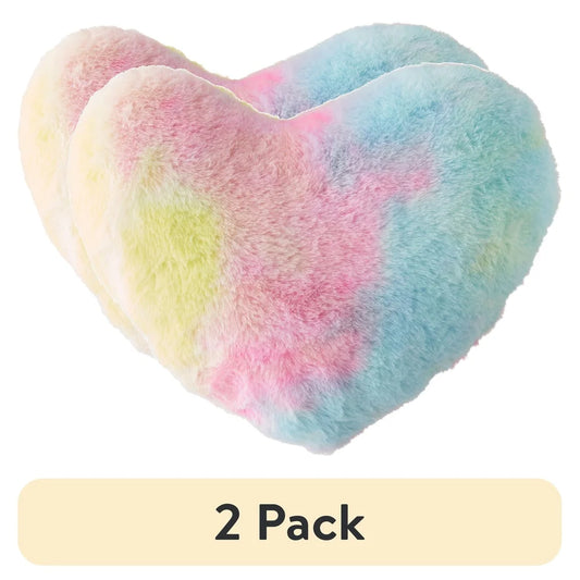 2 Pack Plush Tie-Dye Heart Shape Toddler Pillow