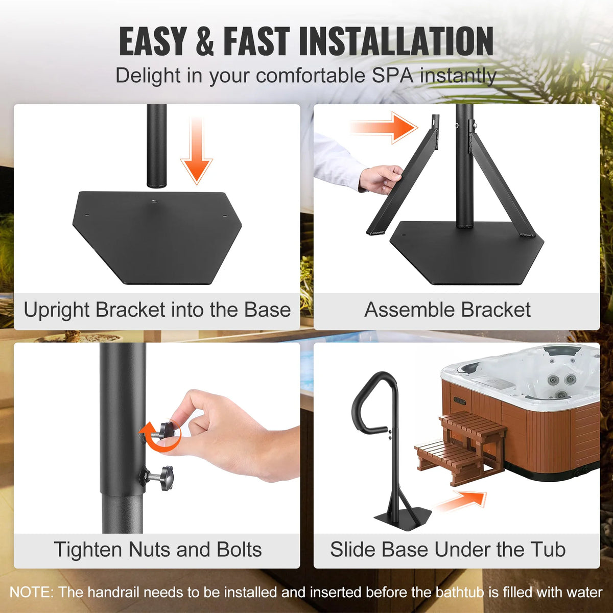 360Rotatable Hot Tub Handrail Spa Side Hand Rail