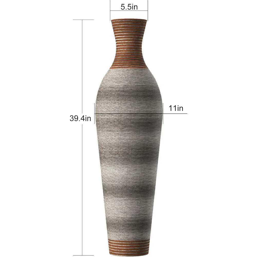 39-Inch Tall Brown Decorative Floor Vase