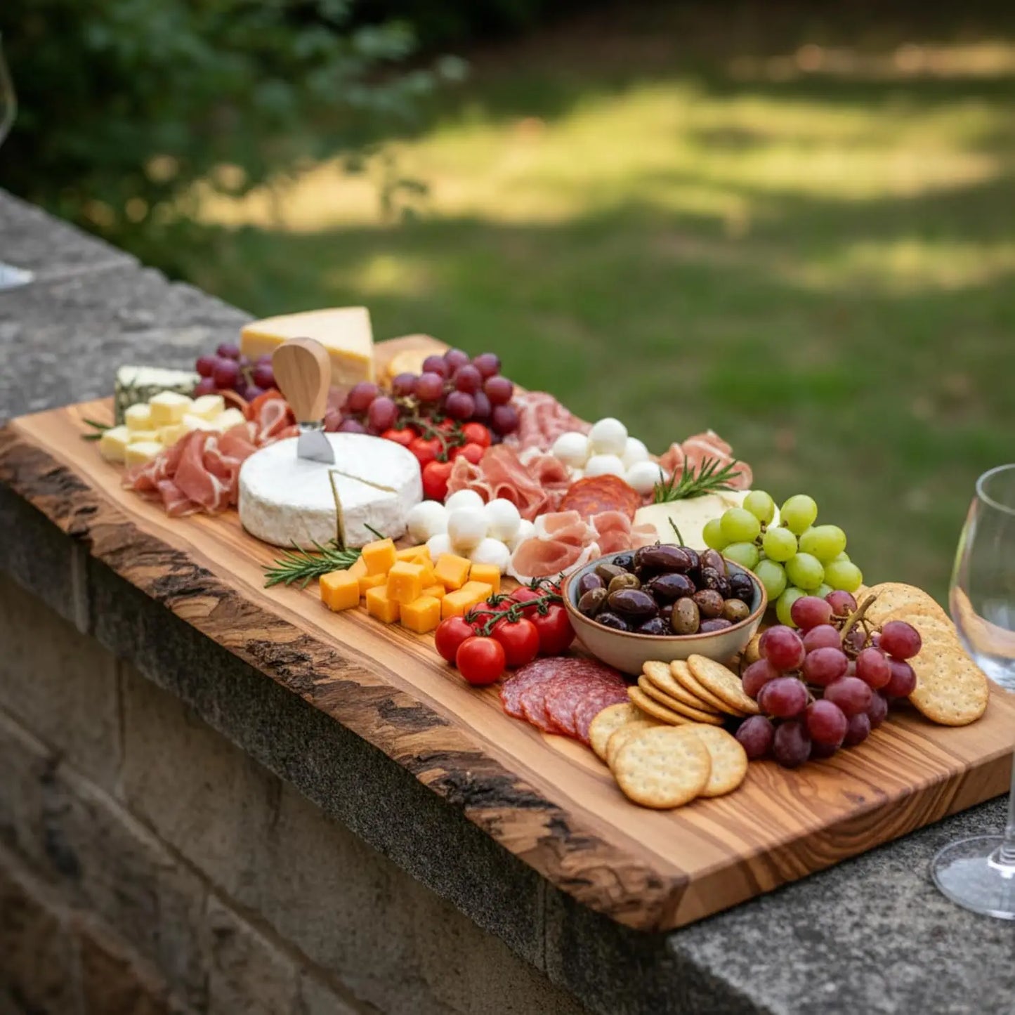 Live Edge Olive Wood Cutting Board 16"L X 7"W X 0.75"TH R
