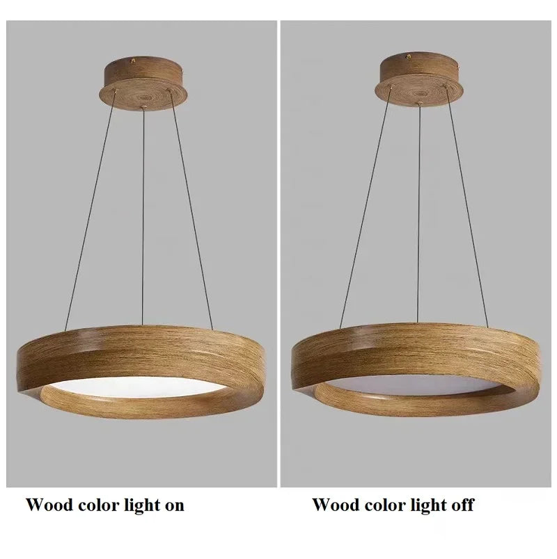 Wood Color LED Chandelier Nordic Design Bar Lamp