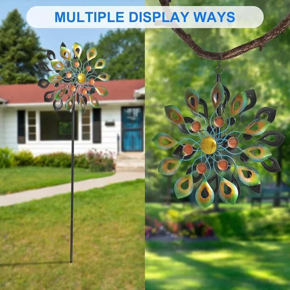 78 Inch Big Kinetic Wind Spinners with Garden Stake, Metal