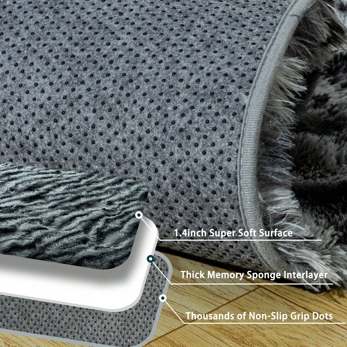 Fluffy Long Shag Zebra Print Rug Washable, Super Soft Indoor Plush Rug.