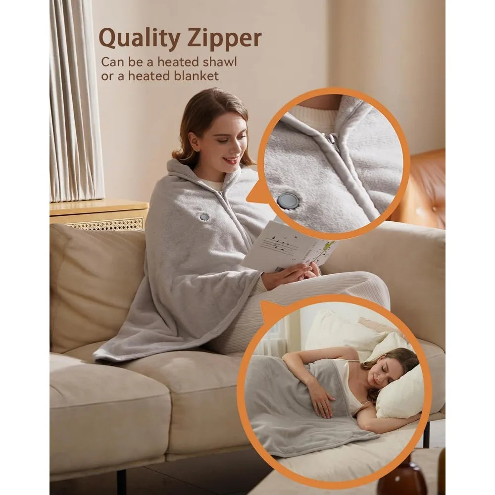 Cordless USB Heated Blanket with 3 Heat Levels, Portable Electric Throw for Neck & Shoulder Warmth
