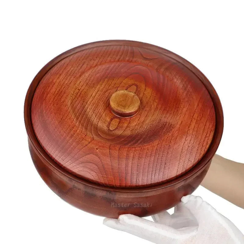 Solid wooden bowl with lid Durable