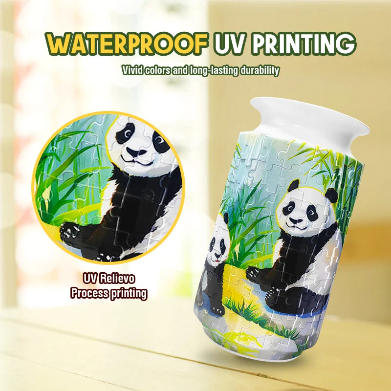 3D Flower Vase Puzzle Panda Porcelain Design Made Plastic