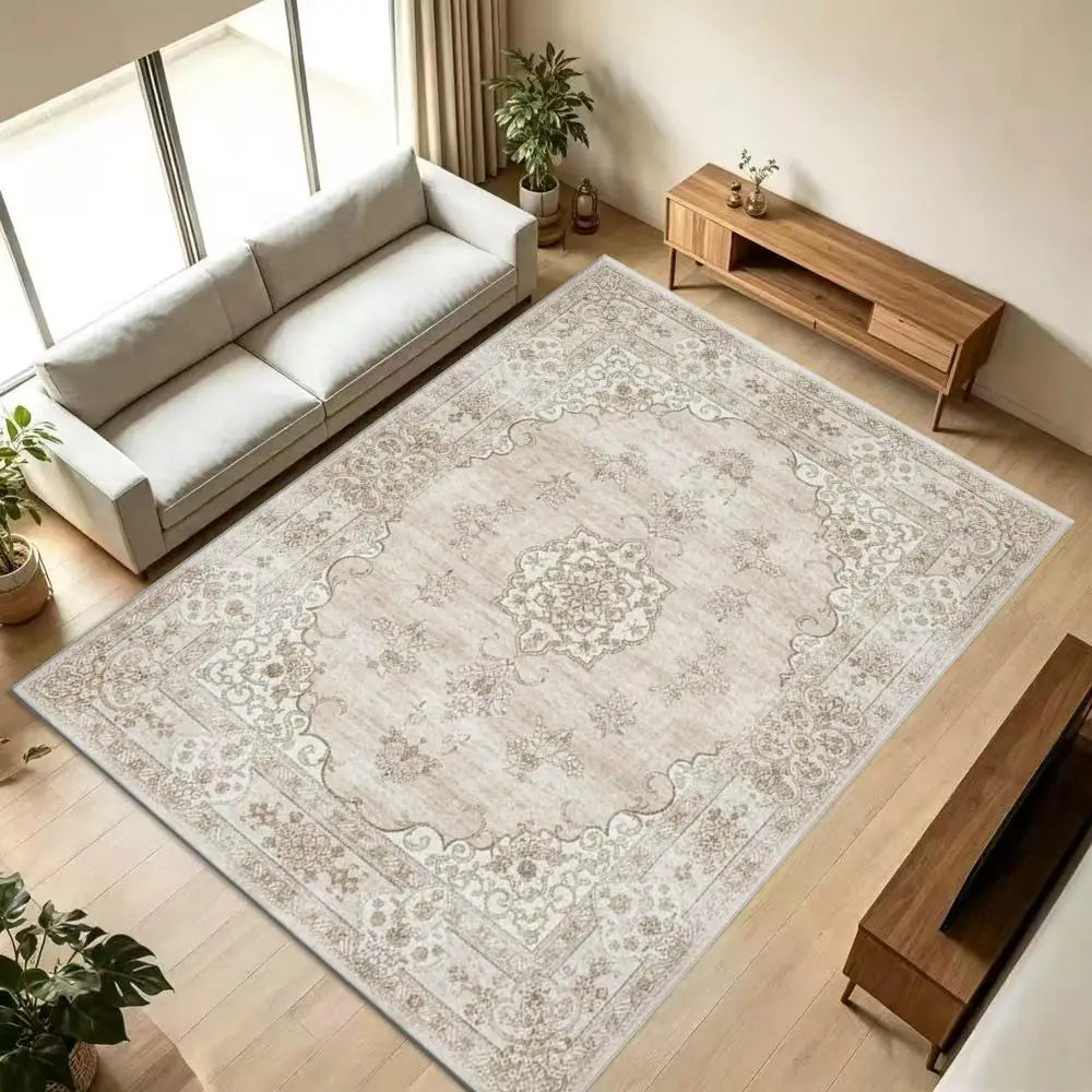 Vintage Beige Rug, Soft & Comfortable, All Seasons, Easy to Maintain