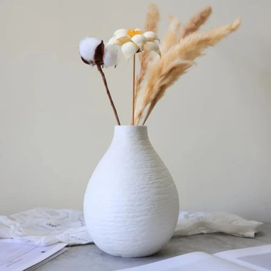 Snow Inspired Flower Vase, Ceramic Vases, White