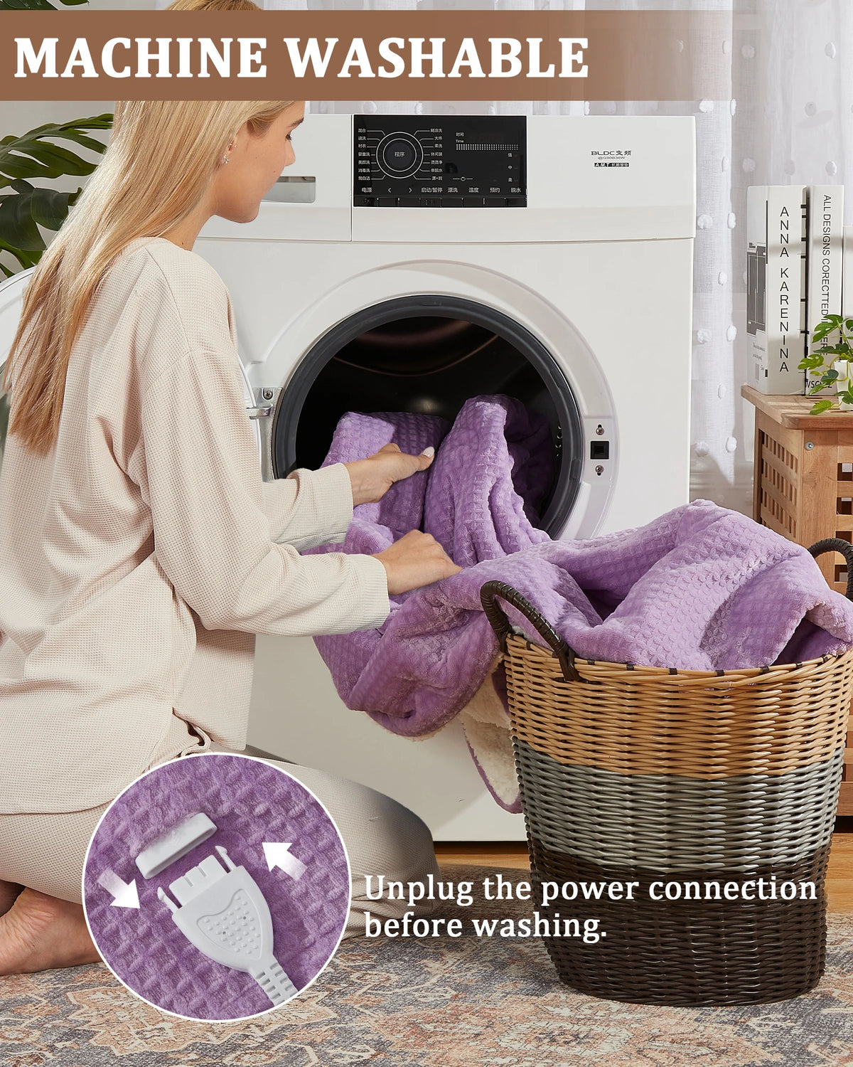 Dual Control Heated Blanket, Fast Warming Electric Blanket, 4 Heat Levels,
