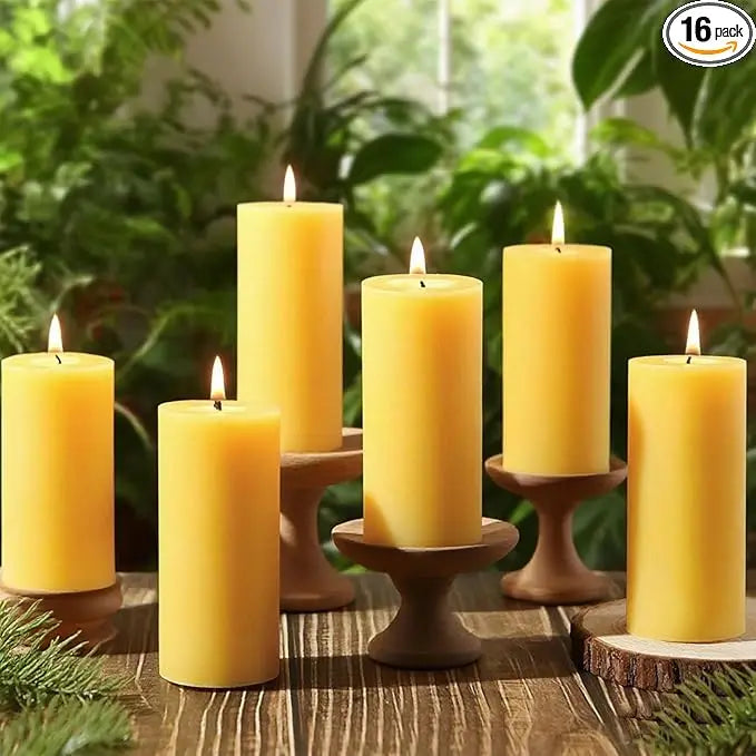Natural Beeswax Pillar Candles, 560 Hours Long Burning Bees Wax