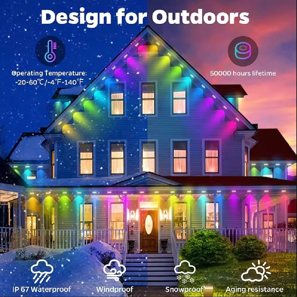 Smart Permanent Outdoor Lights Eaves Lights IP67 Waterproof Light String
