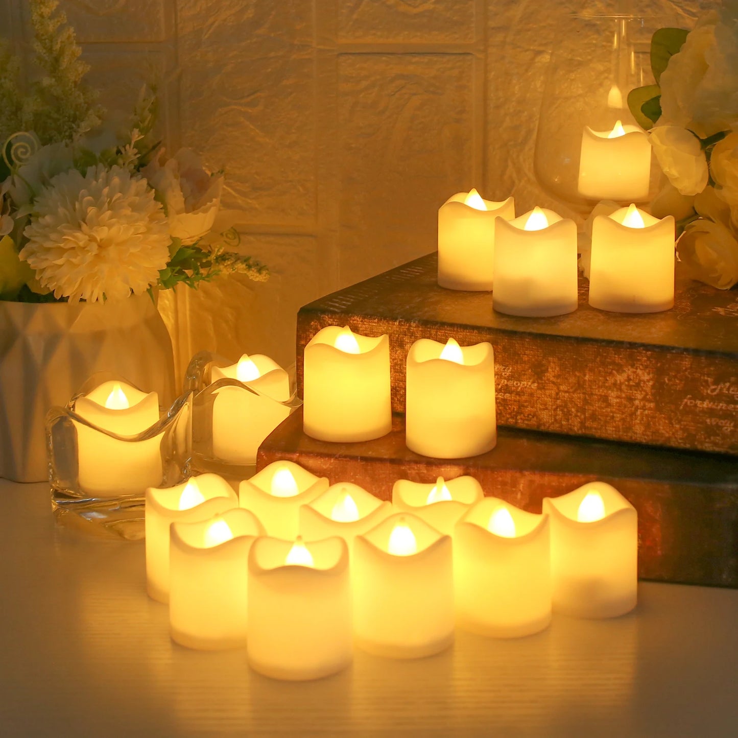 Flameless LED Votive Candles Set 100+Hour Lasting Electric Candles