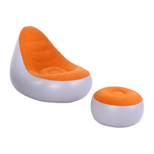 Inflatable Lounge w Footstool - Water Proof Folding Blow Up